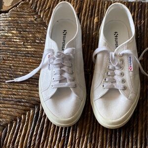 Superga Off-White Canvas Lace-Up Sneakers